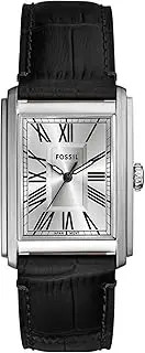 [FOSSIL] Men's Black Leather Carraway Analogue Watch, 30mm
