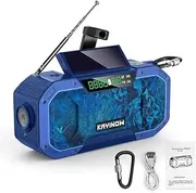 Eacam Hand Crank Radio with Flashlight, AM/FM Portable Weather Radio with 5000mAh Power Bank Phone Charger, USB Charged & Solar Power for Camping