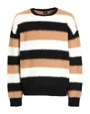 BOSS Maximos Crewneck Sweater in Horizontal Stripe Alpaca Wool Blend - Size M