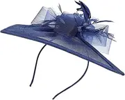 [WATIIFUFU] Adjustable Size Women's Hat Headband Fashion Mesh Mini Top Hat for Cocktail and Tea Events Dark Blue