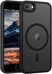 ROUMAYMAY Case for iPhone 7/8/SE 4.7'', Magnetic [Compatible with MagSafe] Military Grade Protective Slim Translucent Matte Skin Smooth Phone Case for iPhone 7/8/SE 2020/2022 Cover, Black