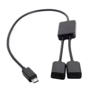 Cablecc Dual Ports Micro USB Female Hub Micro USB Disk Cable For PC Mouse Flash