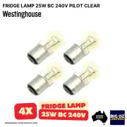 4-pack 25W 240V Clear Bayonet Cap (BC) Bulb for Westinghouse BJ504Q Fridge-OEM