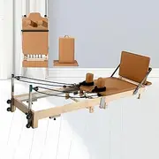 Foldable Pilates Reformer Machine - Solid Oak Frame, Adjustable Resistance & Quiet Pulley | Multifunctional Home Gym