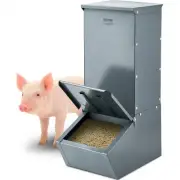 2.2 Bushel Metal Double Door Pig Feeder for Up to 5 Hogs Farm Animal Feeding