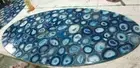 Blue Agate Stone Dining Tables, Handmade Furniture Agate Side Table Tops Decors