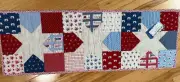 Table Runner Handmade Quilted NWT USA Flags Red White Blue Patchwork 14 X 39