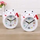 Cartoon Lucky Cat Alarm Clock White Table Clock Kids Alarm Clock Kids Bedroom