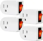 ANKO Grounded Outlet Adapter, ETL Listed Wall Tap 4 PACK, white,red,black