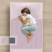 potty training bed sheets, 100% waterproof bed pad for single beds, washable night time toilet training bedwetting mat for toddlers and kids (2, Pink, Without Wings)