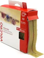 Sticky Back Hook Loop Fastener Tape with Dispenser 3/4 x 15 ft Roll Beige