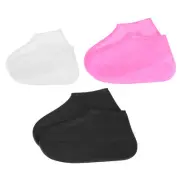 3Pairs S/M/L Waterproof Silicone Shoe Cover Non-Slip Overshoes White Pink Black