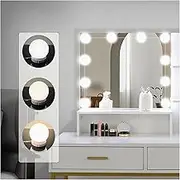 Vanity Mirror Lights, Hollywood Style LED Vanity Lights For Mirror with 10 Dimmable Bulbs, Adjustable 3 Lighting Color & 10 Brightness, USB Cable, Mirror Lights Stick on for Makeup Table Dressing Room