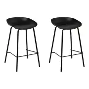Set of 2 Metal Bar Stools - Black