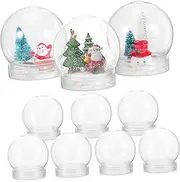 10pcs Transparent Plastic Water Balloon Mini Snow Globe Make Craft Globes Decorative Refillable Clear Globes White Base Christmas Decoration Water Globes Material Making Empty