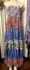 Ishka maxi dress long hippy gyspy M bright Made in India 100% cotton