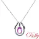 Dolly 14K金 天然粉紅藍寶石1克拉鑽石項鍊(012)