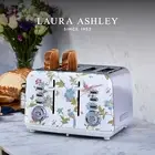 Laura Ashley 4 Slice Toaster Defrost Reheat Stainless Steel by VQ -Elveden White