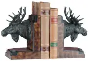 Bookends Bookend MOUNTAIN Lodge Moose Head Resin Hand-Cast Hand-Painted