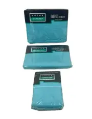 VTG Westpoint Stevens Twin Sheet Set Teal Color Connection Percale NOS