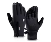 Winter Gloves Thermal Warm Waterproof Windproof Outdoor Sports Cycling Gloves Full Finger Touch Screen Glove Men Women - Black L