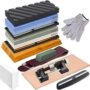 TFMODBFA Knife Sharpening Stone Set - 2 Side Grit 400/1000 3000/8000 Kitchen Knife Sharpener Stone, Professional Kitchen Sharpener Stone Includes Non-Slip Rubber Bases