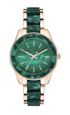 Anne Klein Women's Green Pearlescent Resin Link Watch 3214-GNRG