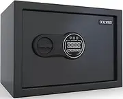 Digital Document Safe Box with Key&Code, Steel Security Home Safe Box for Money, Cash, Jewelry with Removable Shelf, Personal Safe Box for Office, Bussiness (Modern Black, 1.04 Cu.Ft)