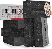 Bossman 6-Pack 4-in-1 Bar Soap for Men – All Natural Organic Beard Wash, Shampoo, Body Wash, Shaving Soap – Lavender & Patchouli Scent