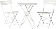 Gardeon 3PC Outdoor Bistro Set Steel Table and Chairs Patio Furniture White