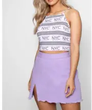 Boohoo Plus Lilac side split denim skirt Sz 16 US