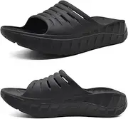[KuaiLu] Mens Recovery Sandals With Comfortable Plantar Fasciitis Arch Support, Orthotic Open Toe Sport Slides Thick Cushion Reduces Stress on Feet, Joints & Back Post-Exercise