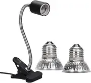 AIICIOO Heat Lamp Turtles E27 Dimmable Halogen Bulb Reptile Heating with 360° Swivel Clamp and 25 W 50 W UVA UVB Lamp Tortoise for Tortoise Lizard Snake Cockatoo etc