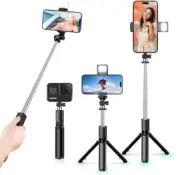 Bluetooth Wireless Selfie Stick Tripod Stand with Light Remote Extendable Tripod
