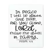 Psalm 4:8 Dwell In Safety Christian Wall Art Print Ready to Han