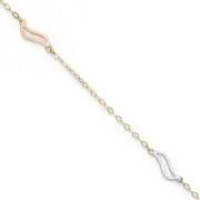 Avariah Gold 14K Tri-color with Open S Links 9in Plus 1in ext. Anklet - 9"