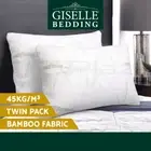 Giselle Bedding Bamboo Pillow Memory Foam Pillows Contour Twin Pack Soft Hotel