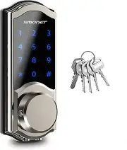 Smonet Silver Smart Deadbolt Lock Touchless Keypad Bluetooth Front Door Office