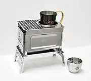 Sho's B-6 Kun, Compact Hibachi Grill KAN(hot Sake) Grill Set, Foldable hibachi, Sake Warm & Grill Plate, Carafe, Cup