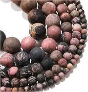 [MURUI] ZP 1strand 4/6/8/10/12mm Dull Polish Matte Black Lace Rhodonite Stone Round Loose Spacer Bead for Bracelet Jewelry Makings Supplies Y1127 (Color : Snowflake Obsidian, Item Diameter : 6mm)