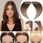 Women Hairline Topper Toupee Frontal Hairpiece 100% Human Hair Temple Hair Patch
