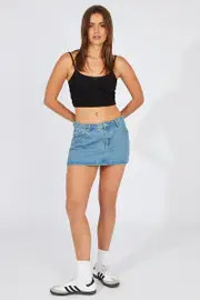 Black Singlet Top Lace Trim Cropped - Size S, Women's Singlet