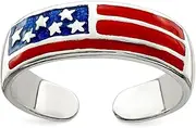 [JewelryWeb] 925 Sterling Silver Solid Polished Enameled Flag toe ring-toe ring for Women