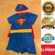 Quality Boys Bathers, Superman Bathers with Red Cloak and swimming cap, AU Stock