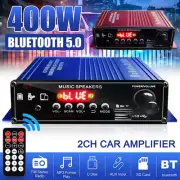 400W Bluetooth Car Amplifier FM USB SD w/Remote 2 Channel Hifi Audio Stereo Amp