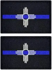 New Mexico State Flag Thin Blue Line Patch -2PC iron on or sew 3"x2"