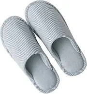 Holibanna 1pair Linen Striped Household Slippers for Indoor Use Non- Design Comfortable Fit for Men Women for Home Relaxation Fits