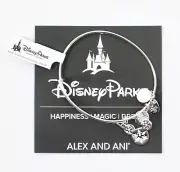 NEW Disney Parks ALEX AND ANI Mickey Snowflake Christmas Silver Bangle Bracelet