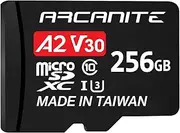 ARCANITE 256GB microSDXC Memory Card with Adapter - A2, UHS-I U3, V30, 4K, C10, Micro SD, Optimal Read speeds up to 95 MB/s