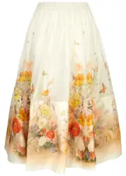 Zimmermann Tranquility Printed Organza Midi Skirt - Red - 2 (UK 12 / M) 2 (UK 12 / M)